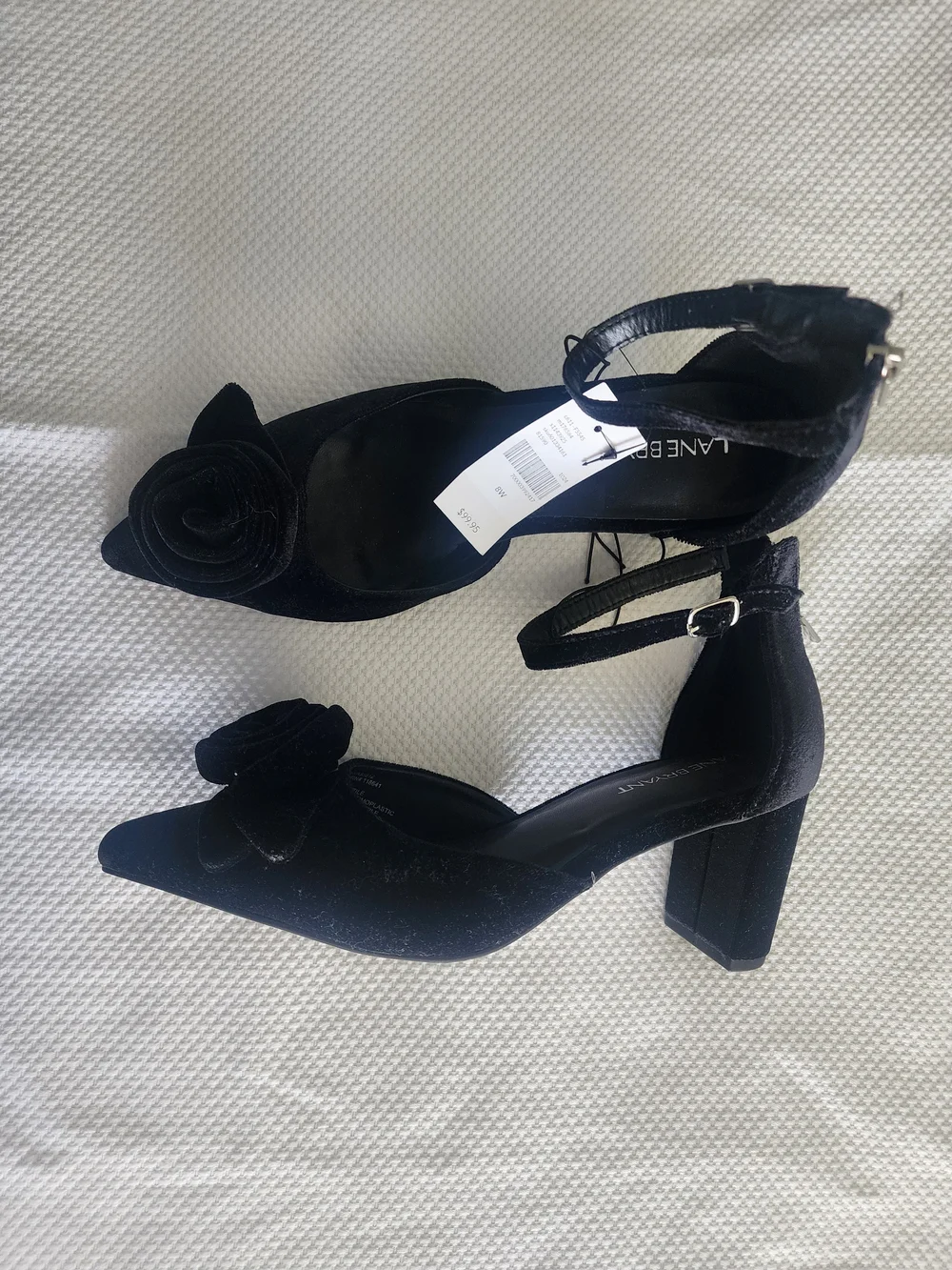 Lane Bryant Black Velvet Pointed-Toe Heels with Rosette